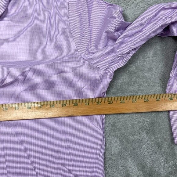 Duchamp Mens Slim Fit Dress Shirt 16.5/L Purple Check Long Sleeve a0430 - Picture 5 of 8